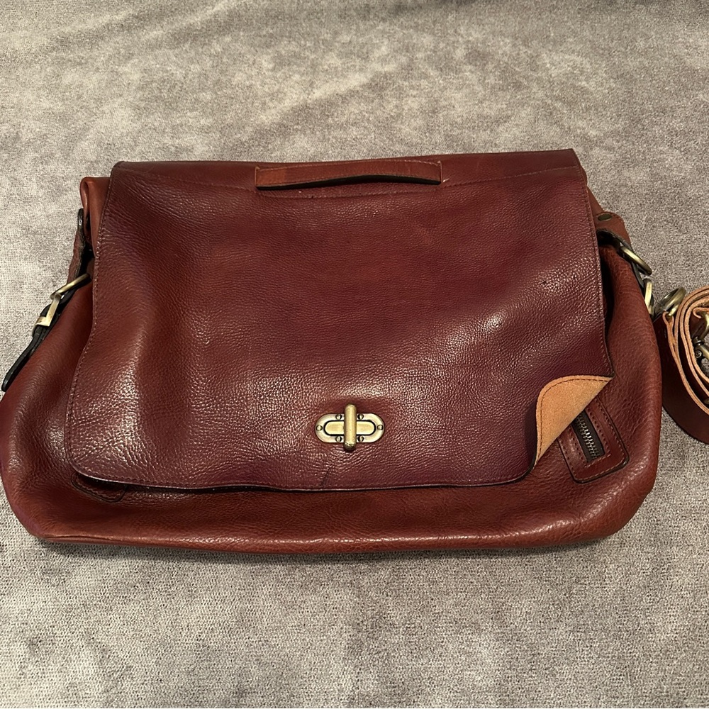 ANONIMO FIORENTINO Brown Leather Messenger Bag Briefcase Made in Italy